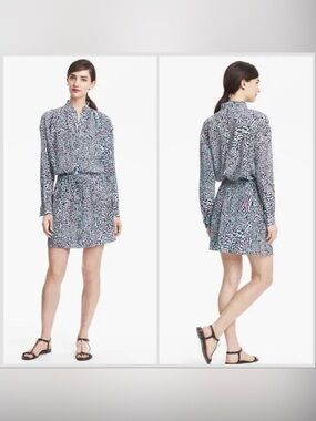 Diane von Furstenberg Silk Shirt Dress Animal Print Size 6 DVF